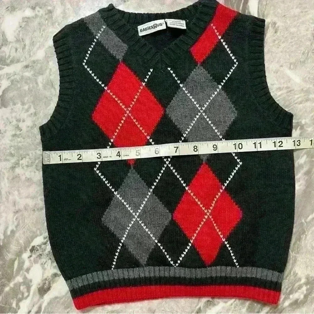 BabiesRUs Sweater Vest Holiday Winter Christmas Black-Red 100% Cotton Size 3T - Picture 4 of 6
